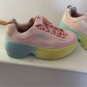 Rainbow dreams platform tennis shoes